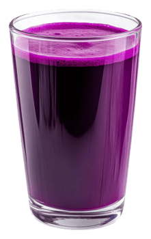 Purple drink in clear glass, white bg, cut out - stock . png