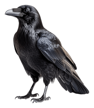 Detailed view of a majestic raven standing proudly, cut out - stock . png