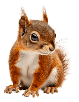 Autumn squirrel exploring its world, cut out - stock . png