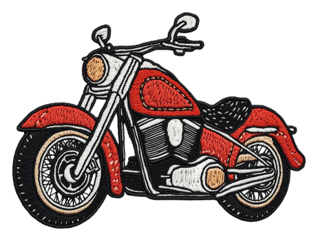 Classic red motorcycle patch design, cut out - stock . png