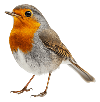 Bright bird perched on branch, cut out - stock . png