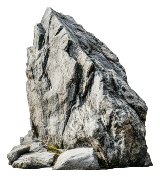 Natural stone rock formation with rough texture, cut out - stock . png