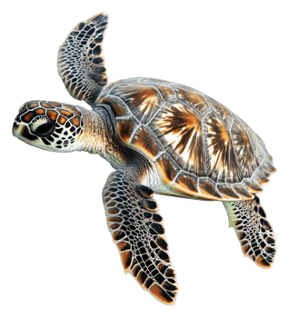 Graceful sea turtle in clear waters, cut out - stock . png