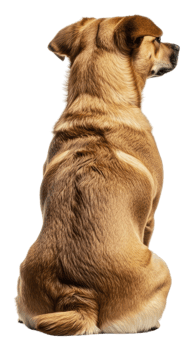 Calm dog with back turned in bright light, cut out - stock . png