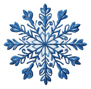 Detailed blue snowflake embroidery, cut out - stock . png