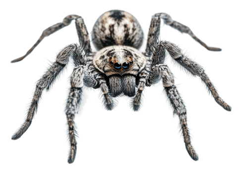 Close-up of a spider on a white background, cut out - stock . png