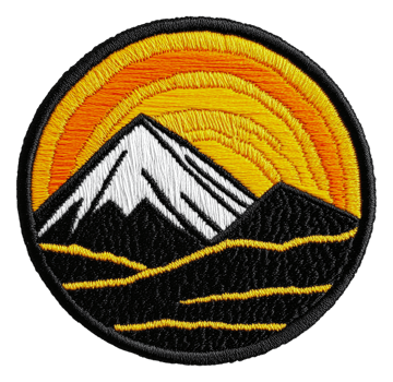 Mountain patch with sunset colors, cut out - stock . png