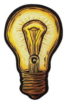 Light bulb with radiant glow, cut out - stock . png