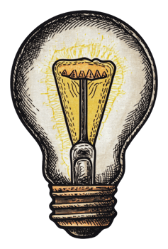 Bright vintage light bulb illustration, cut out - stock . png