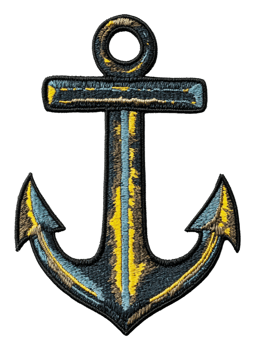 Colorful vintage anchor patch, cut out - stock . png