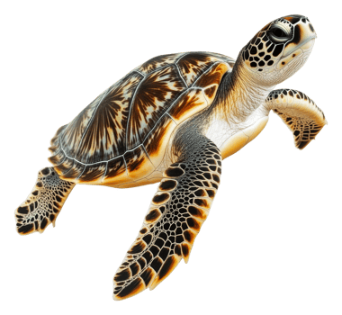Graceful sea turtle in clear waters, cut out - stock . png