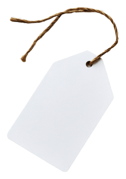 Blank tag with string ready for labeling items, cut out - stock . png