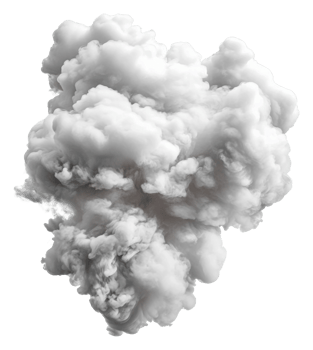 Thick gray smoke cloud rising in the open air, cut out - stock . png