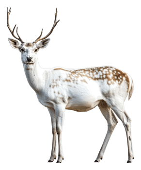 White deer standing gracefully in natural habitat, cut out - stock . png