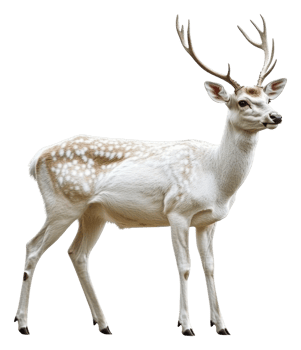 White deer standing gracefully in natural habitat, cut out - stock . png