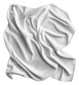 Draped white fabric with soft folds and texture, cut out - stock . png