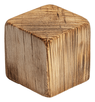 Natural-finish wooden block on white, cut out - stock . png