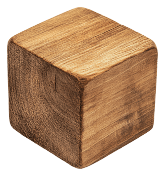 Natural wooden block on a light background, cut out - stock . png