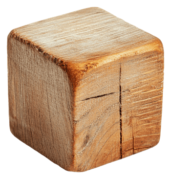 Wooden block on white, highlighting texture, cut out - stock . png