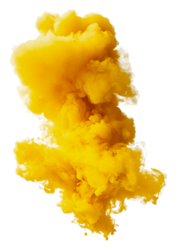 Yellow smoke cloud rising in a bright environment, cut out - stock . png