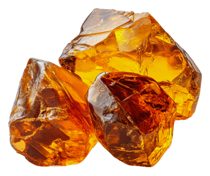 Beautiful amber gemstones on a white background, cut out - stock . png
