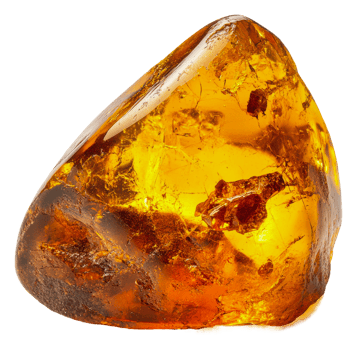 Vibrant amber specimen with rich texture, cut out - stock . png