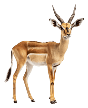 Graceful young antelope on white, cut out - stock . png