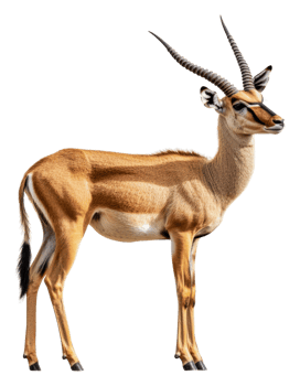 Springbok posing gracefully outdoors, cut out - stock . png