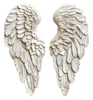 Elegant white angel wings for decor, cut out - stock . png
