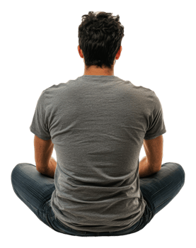 Cross-legged man on white background, cut out - stock . png