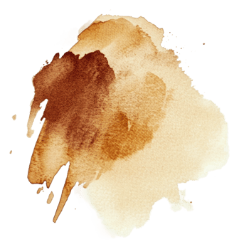 Abstract watercolor splash in warm earth tones, cut out - stock . png