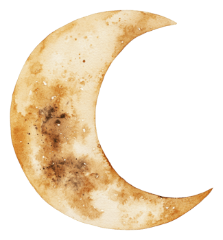 Crescent moon watercolor art, cut out - stock . png