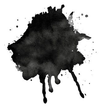 Textured black watercolor splash, cut out - stock . png