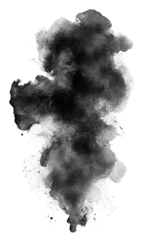Abstract black smoke on a white background, cut out - stock . png