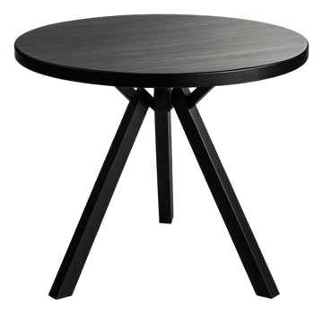 Modern round black table for dining or office use, cut out - stock . png