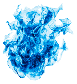 Blue abstract flames swirling with dynamic motion, cut out - stock . png