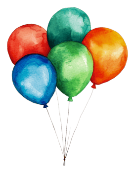 Cheerful balloons in bright colors, cut out - stock . png