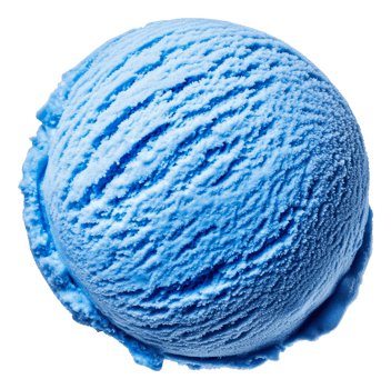 Bright blue ice cream scoop on a white background, cut out - stock . png