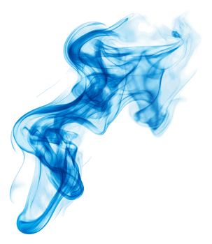 Blue wisps of smoke swirling gracefully in air, cut out - stock . png