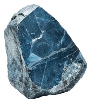 Blue mineral specimen found in nature's geology, cut out - stock . png