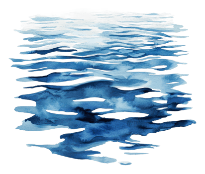 Colorful watercolor of rippling water, cut out - stock . png