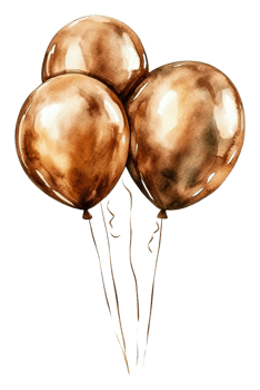 Elegant brown balloons for a festive celebration, cut out - stock . png