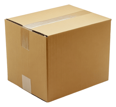 Plain brown cardboard box on a white background, cut out - stock . png