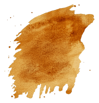 Warm brown watercolor splash on white background, cut out - stock . png