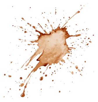 Brown paint splatter against a white background, cut out - stock . png