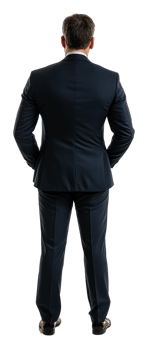 A man in a suit standing with his hands on his hips png