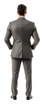 A man in a suit standing with his hands on his hips png