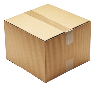 Plain cardboard box for storage and shipping needs, cut out - stock . png
