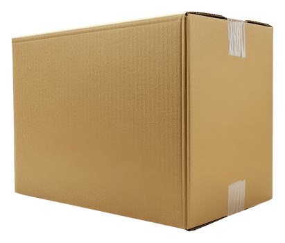 Cardboard box ready for shipping in storage area, cut out - stock . png