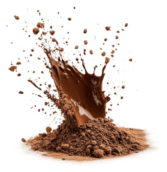 Cocoa splashes dramatically, cut out - stock . png